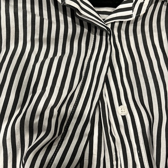 Massimo Dutti long sleeve belted button down black &white 3/4 length dress XS/S - Picture 13 of 16